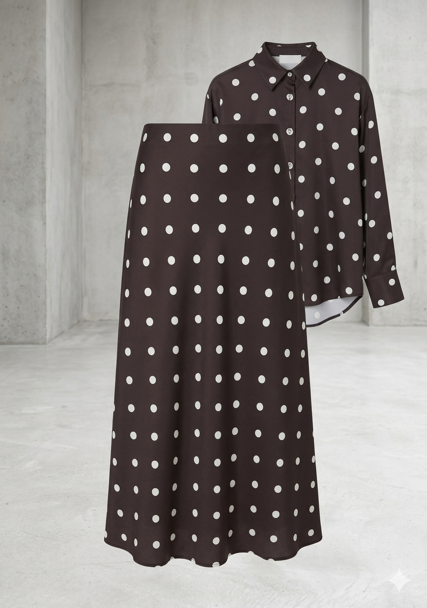Polka dots satin turkish set