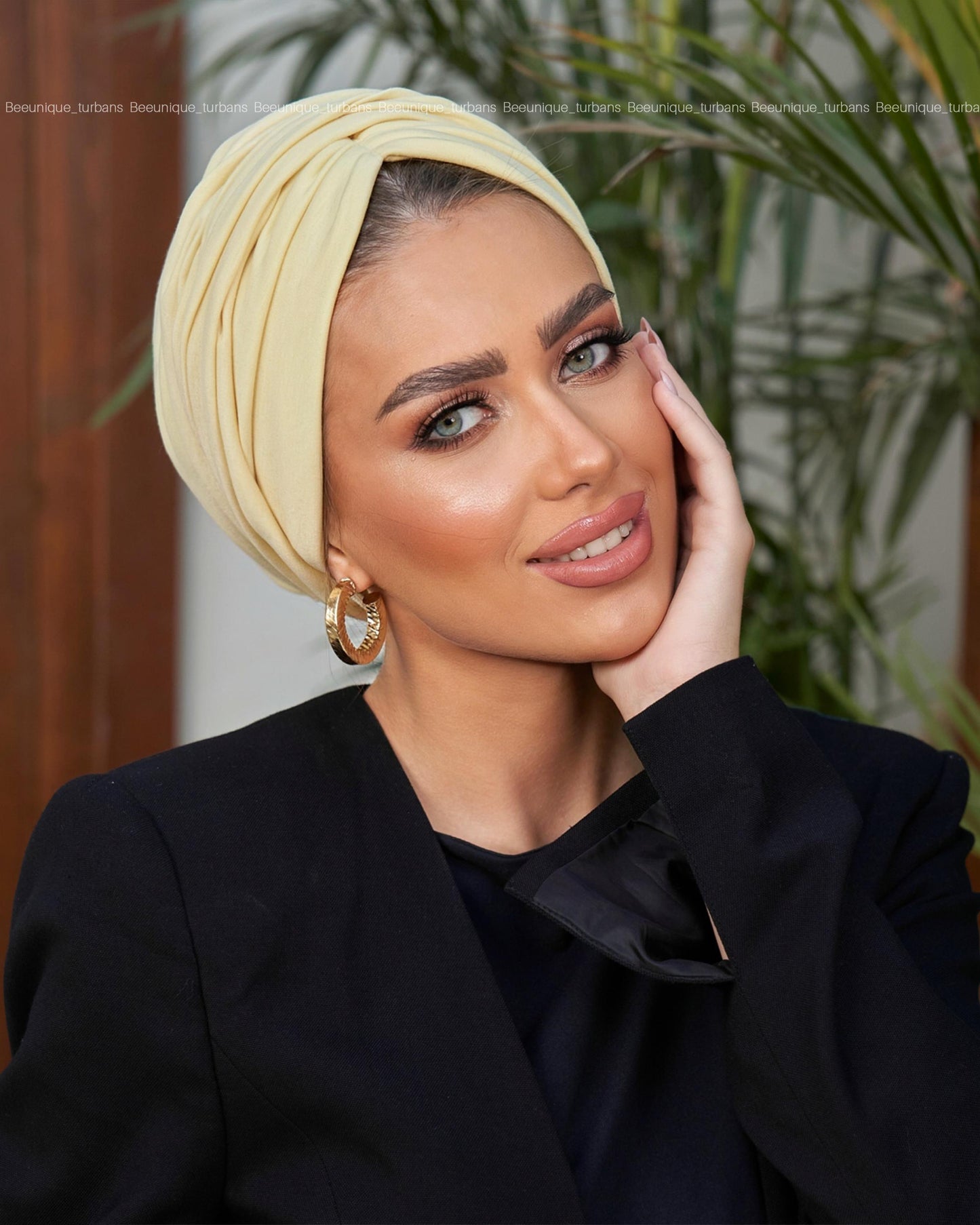 Draped cotton turban