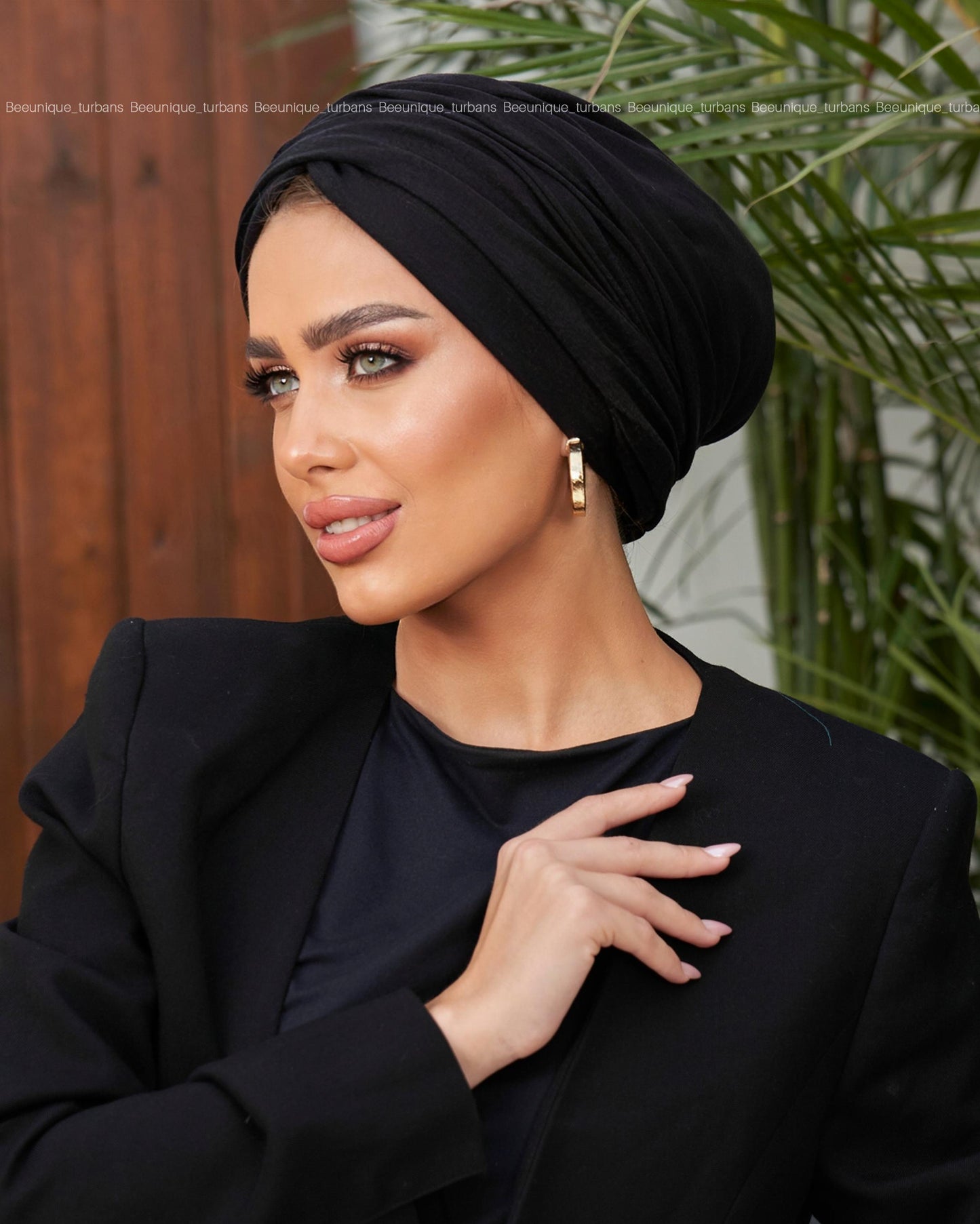 Draped cotton turban