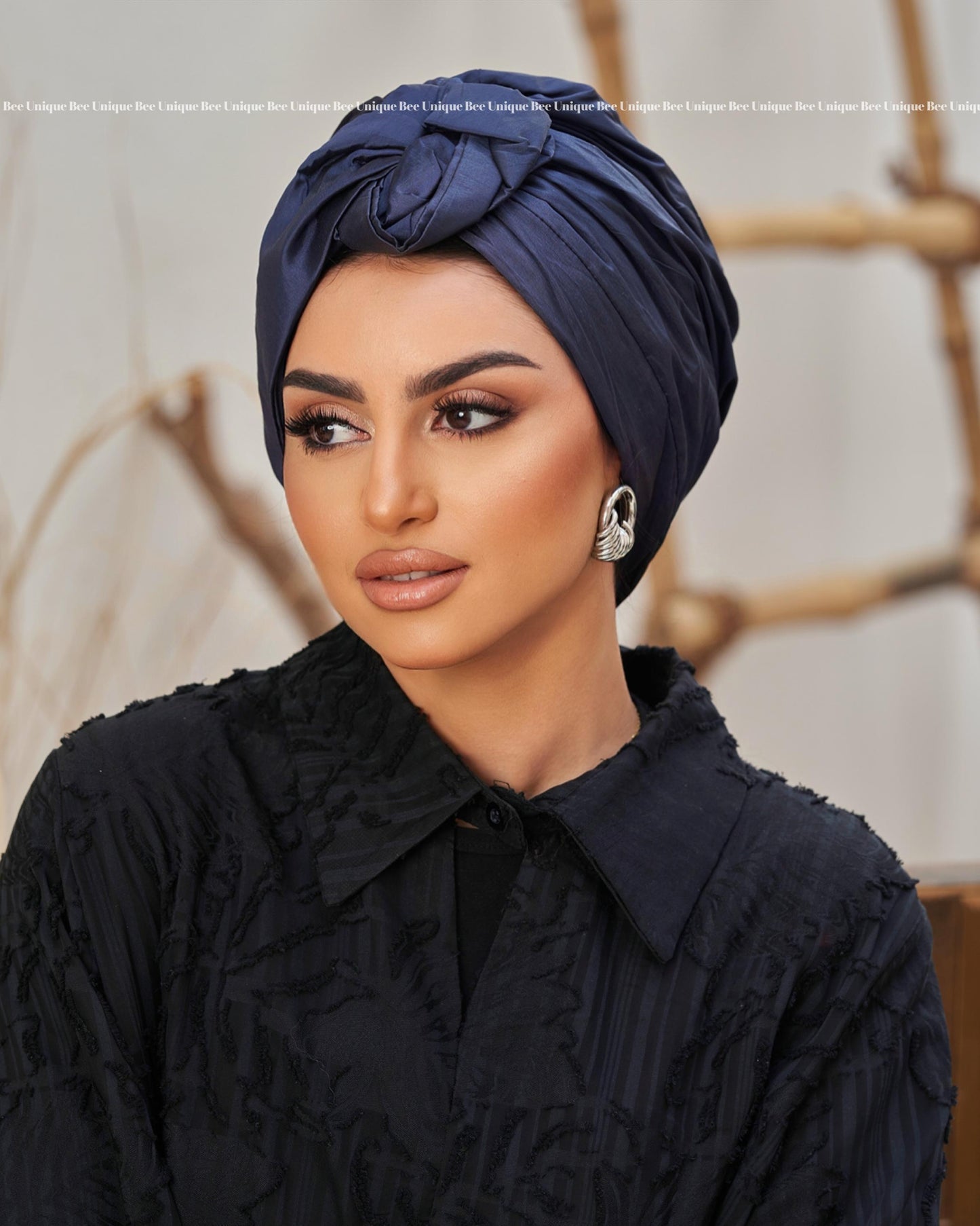 Double bow taffeta turban