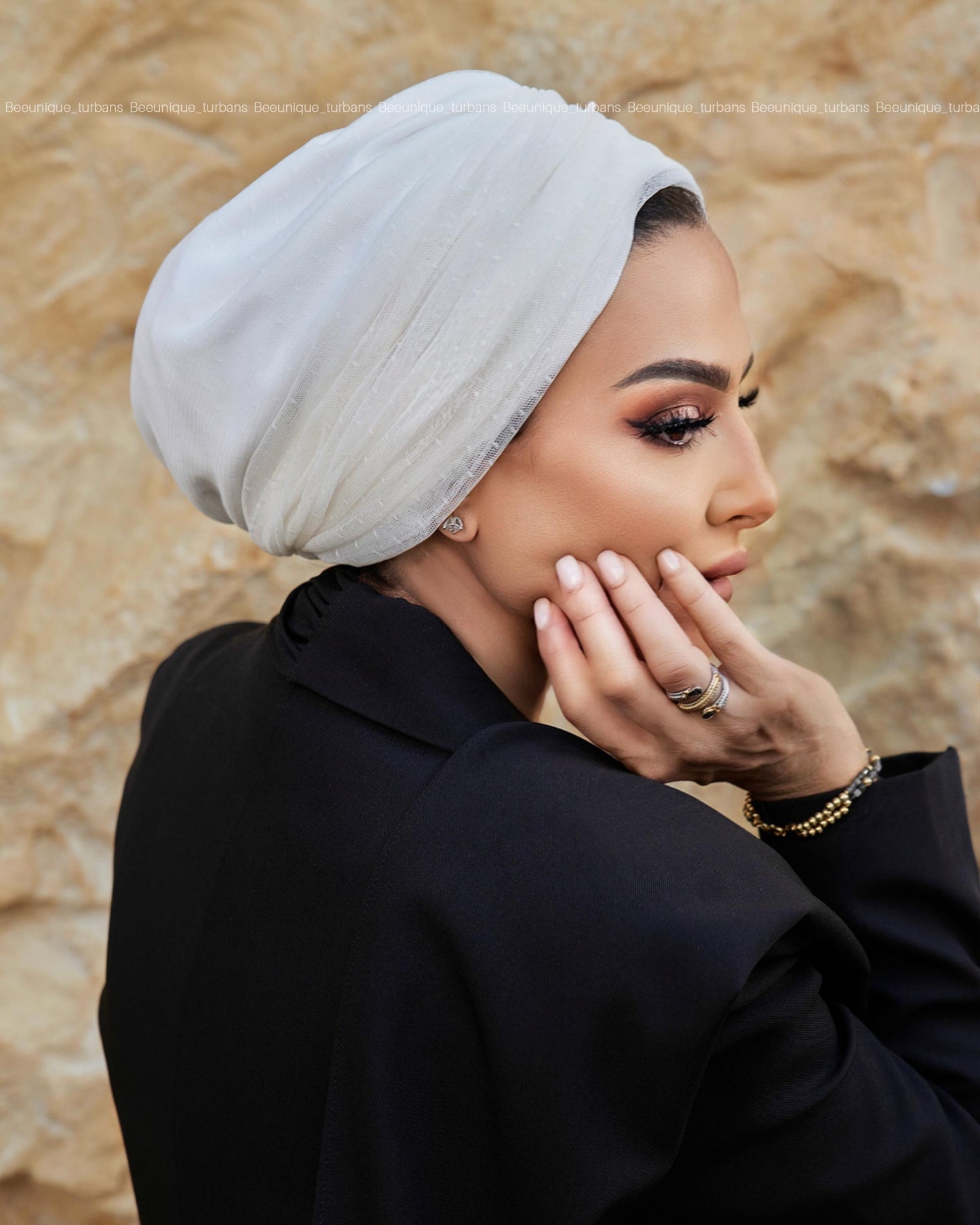 Draped tulle turban