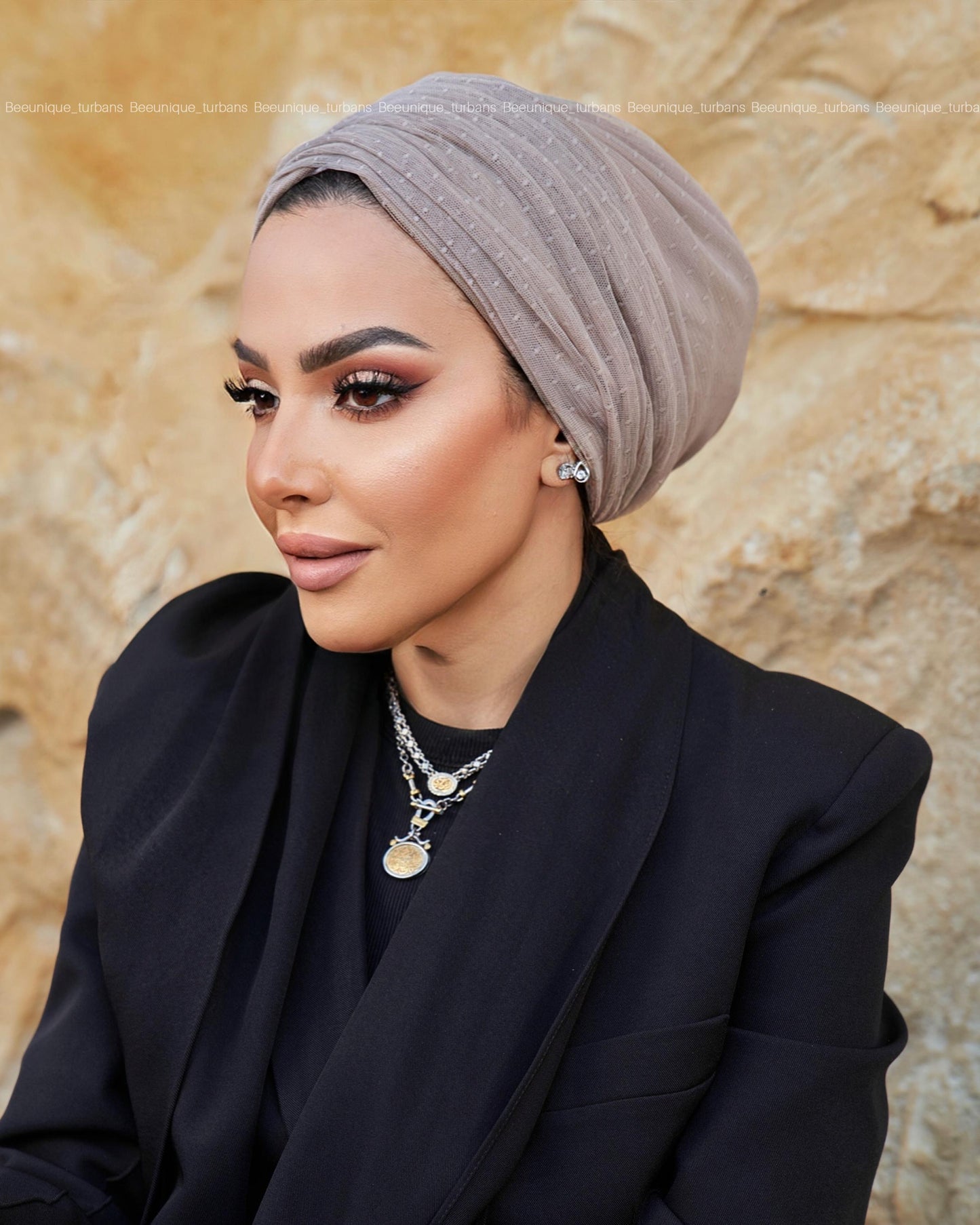 Draped tulle turban