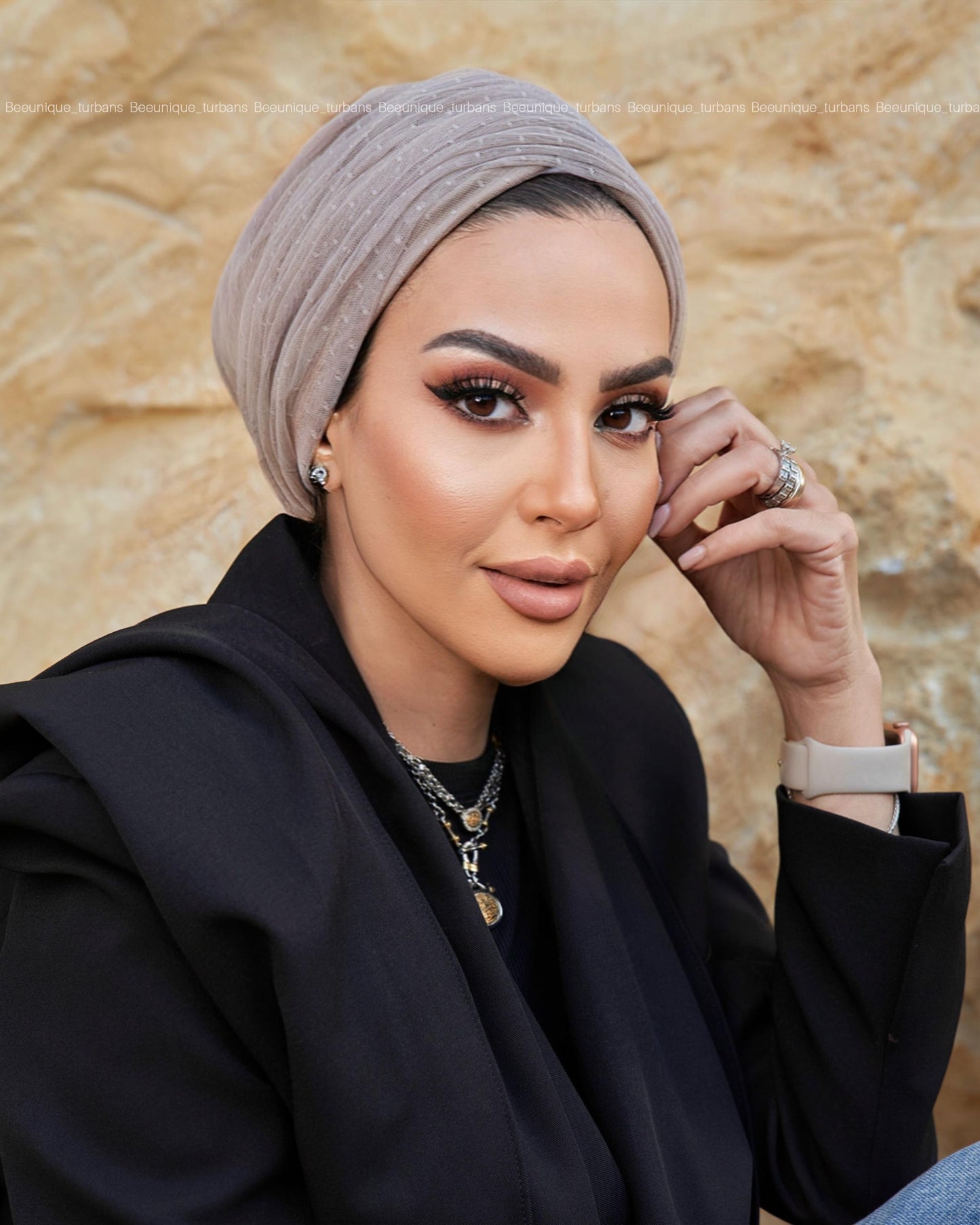 Draped tulle turban
