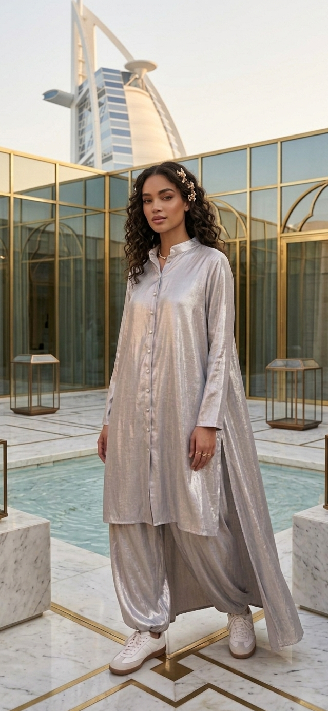 Silver metallic suit