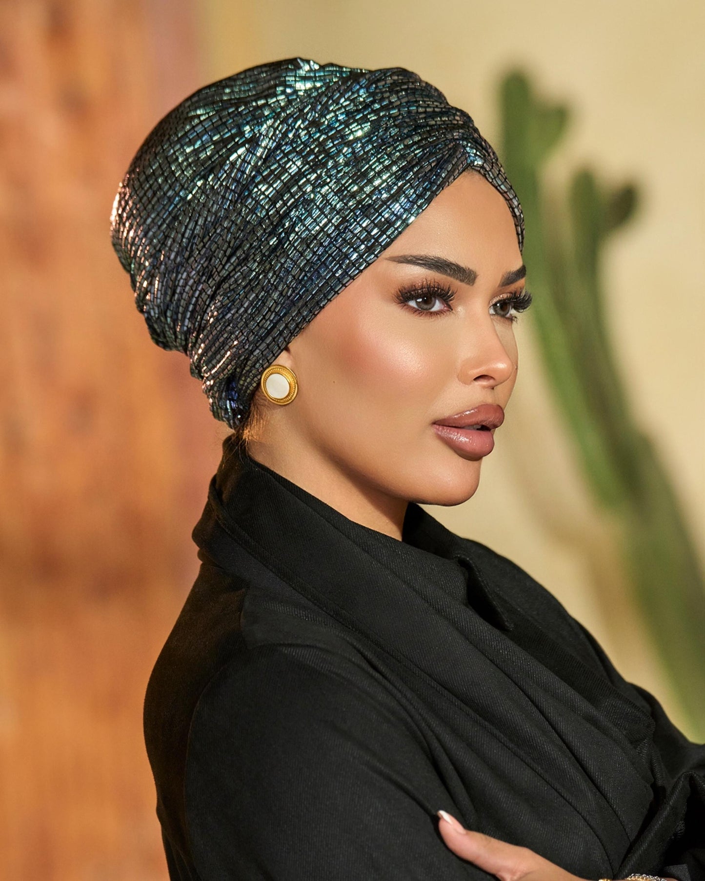 draped sequins turban