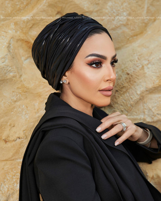 Draped metallic turban