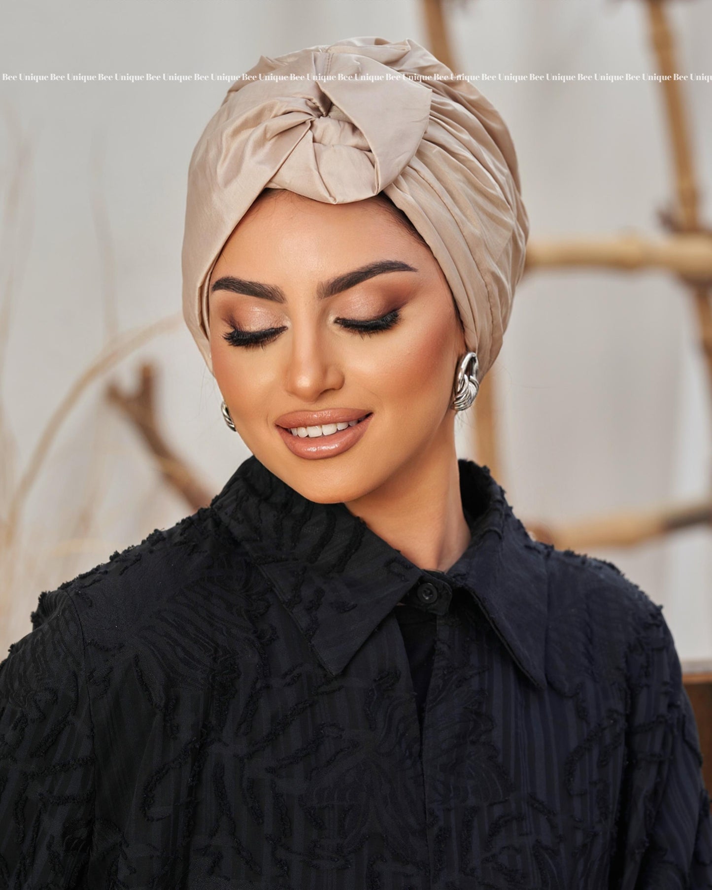 Double bow taffeta turban