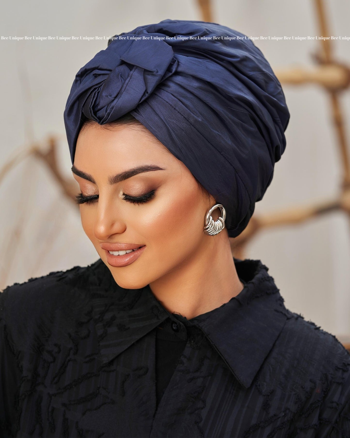 Double bow taffeta turban