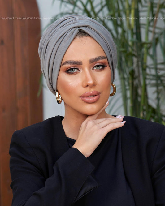 Draped cotton turban