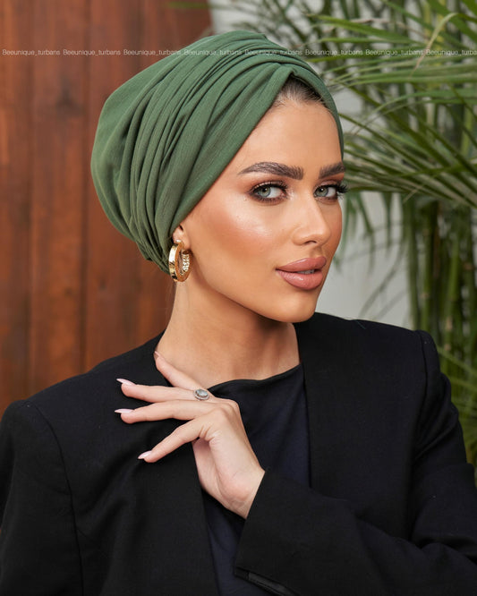Draped cotton turban