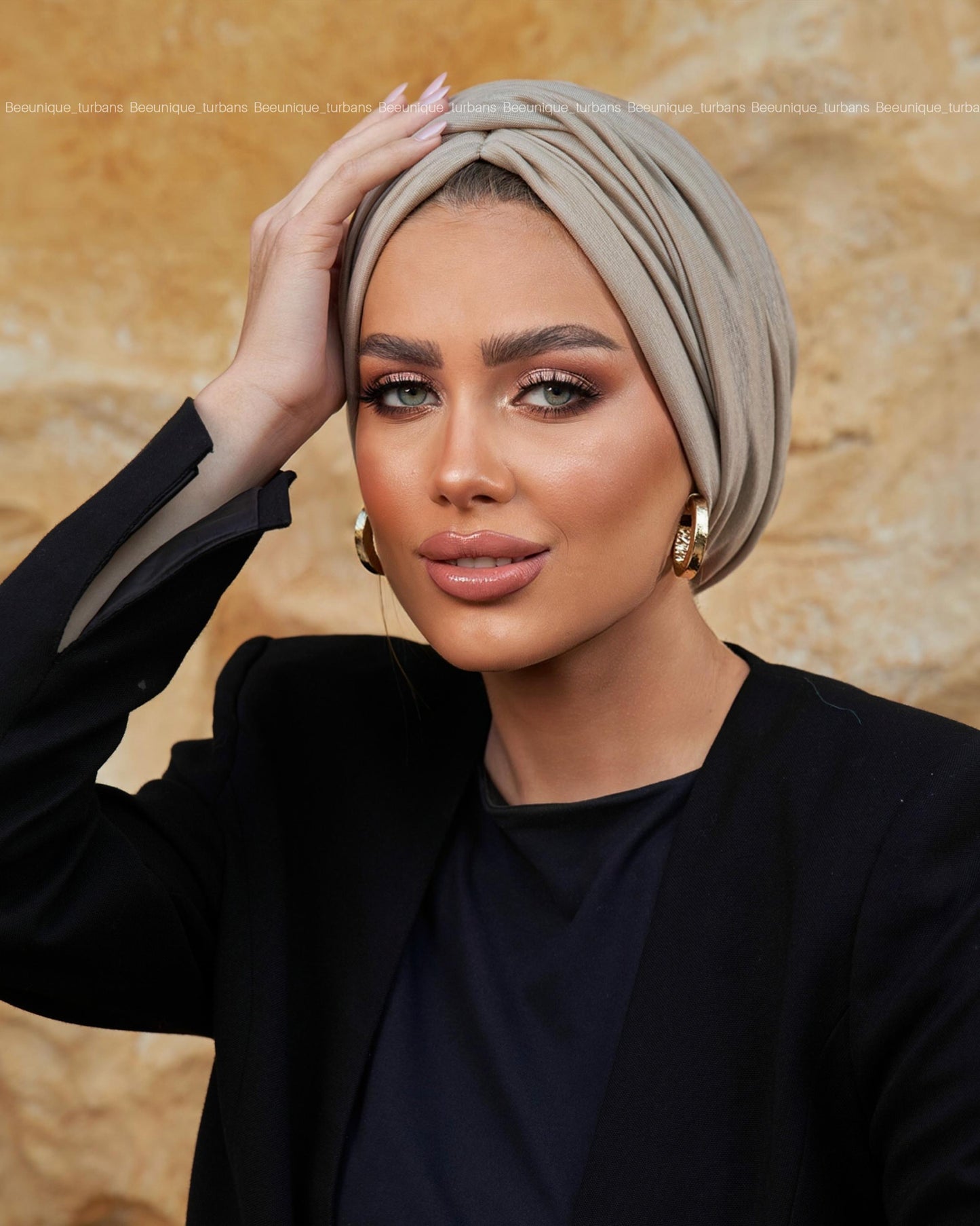 Draped cotton turban