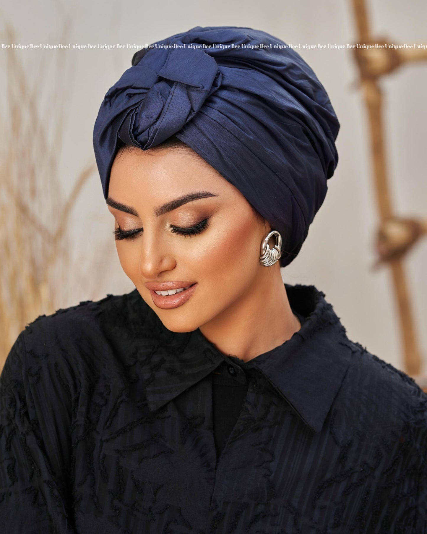 Double bow taffeta turban