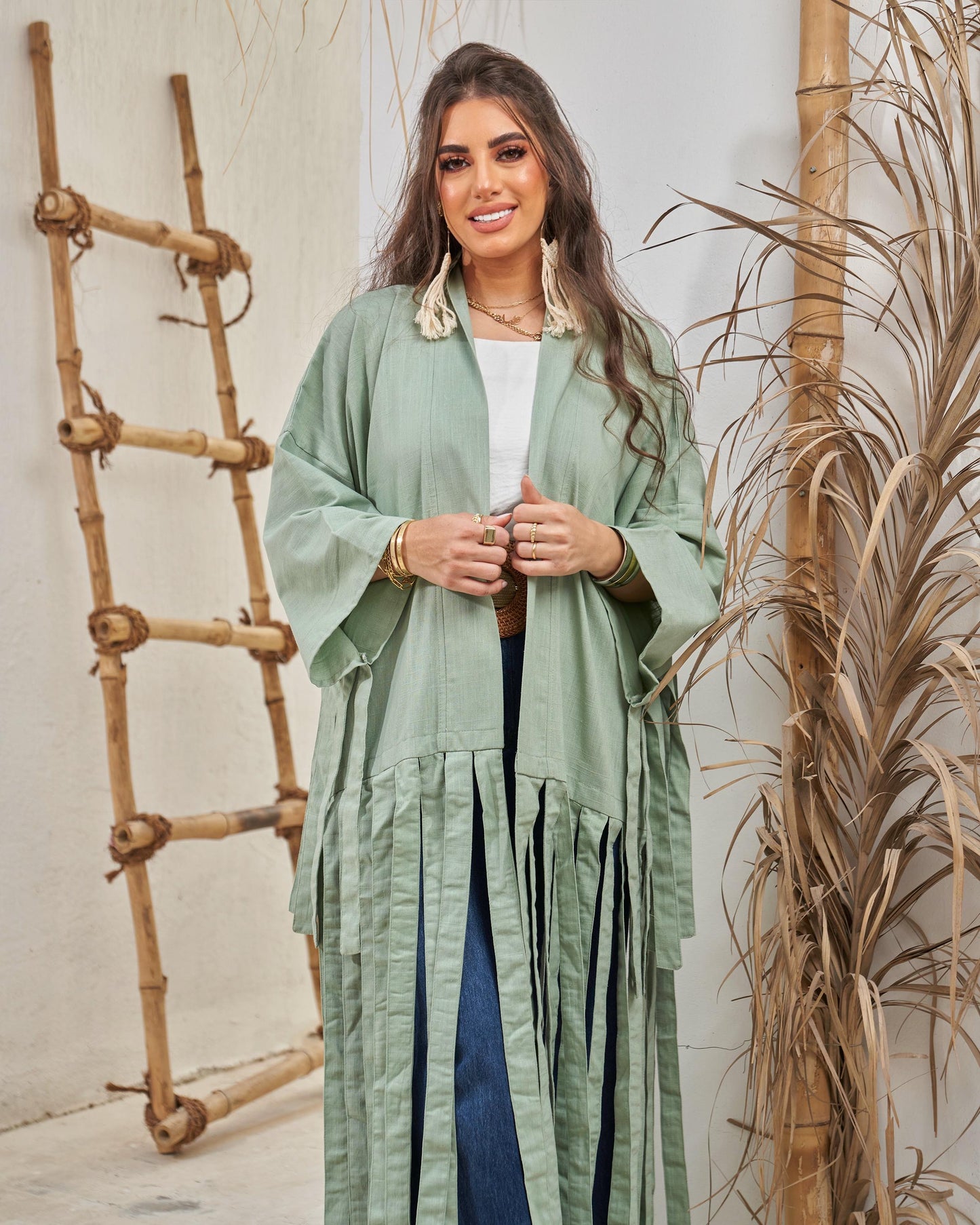 Fringe kimono