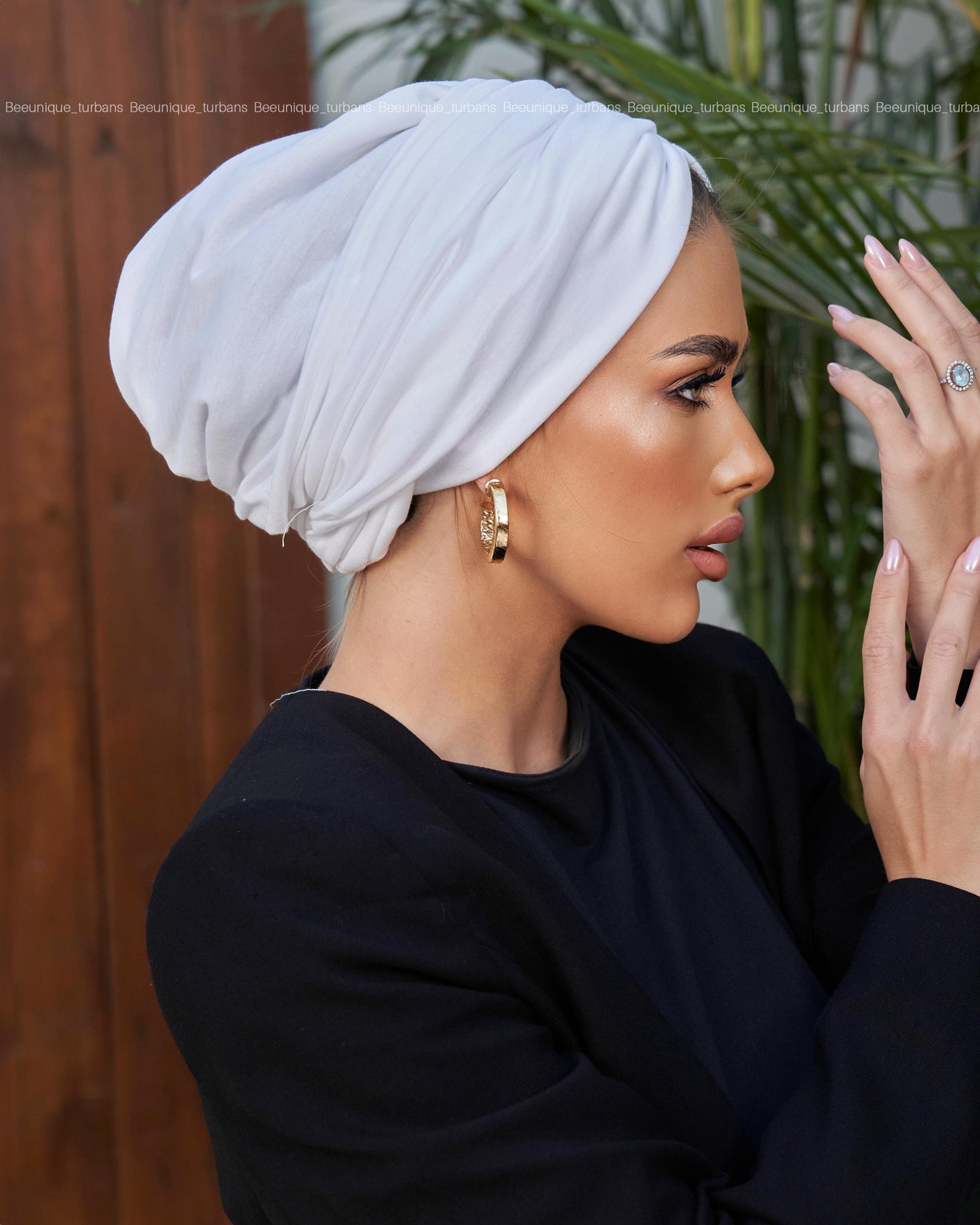 Draped cotton turban