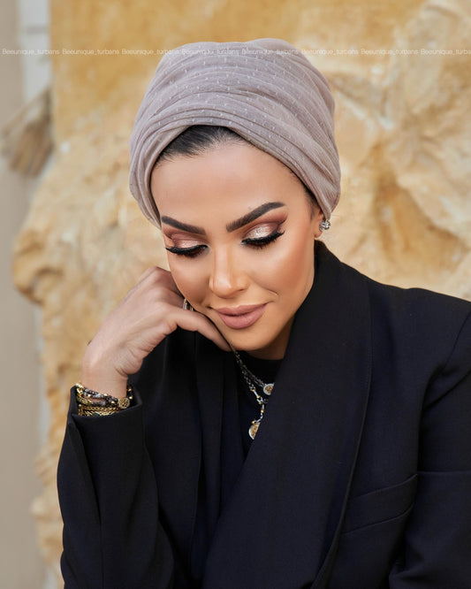 Draped tulle turban