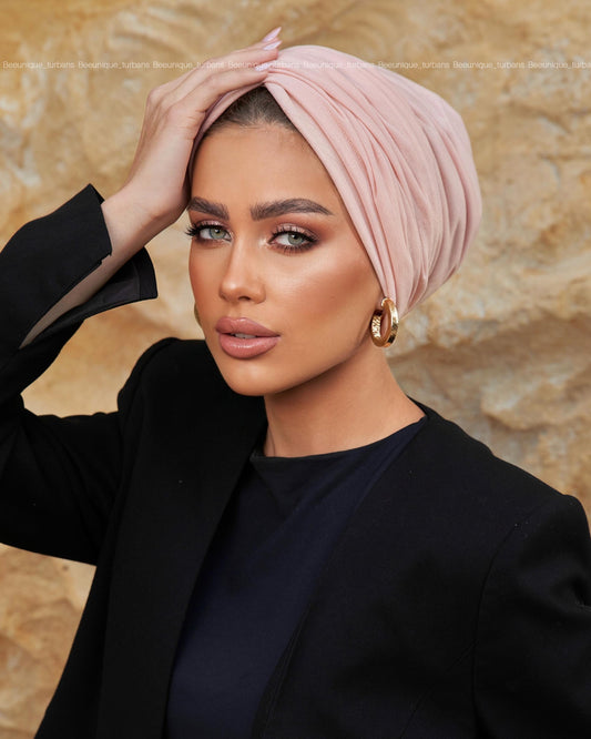 Draped cotton turban