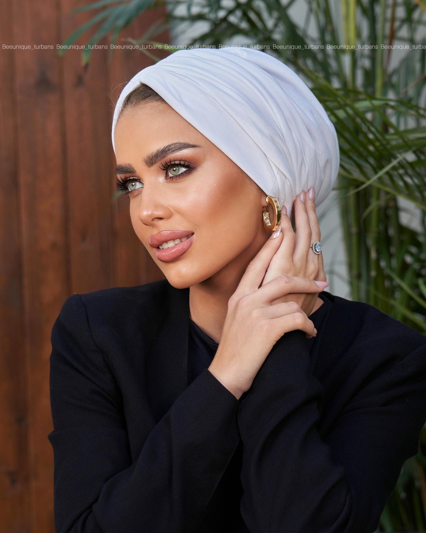 Draped cotton turban