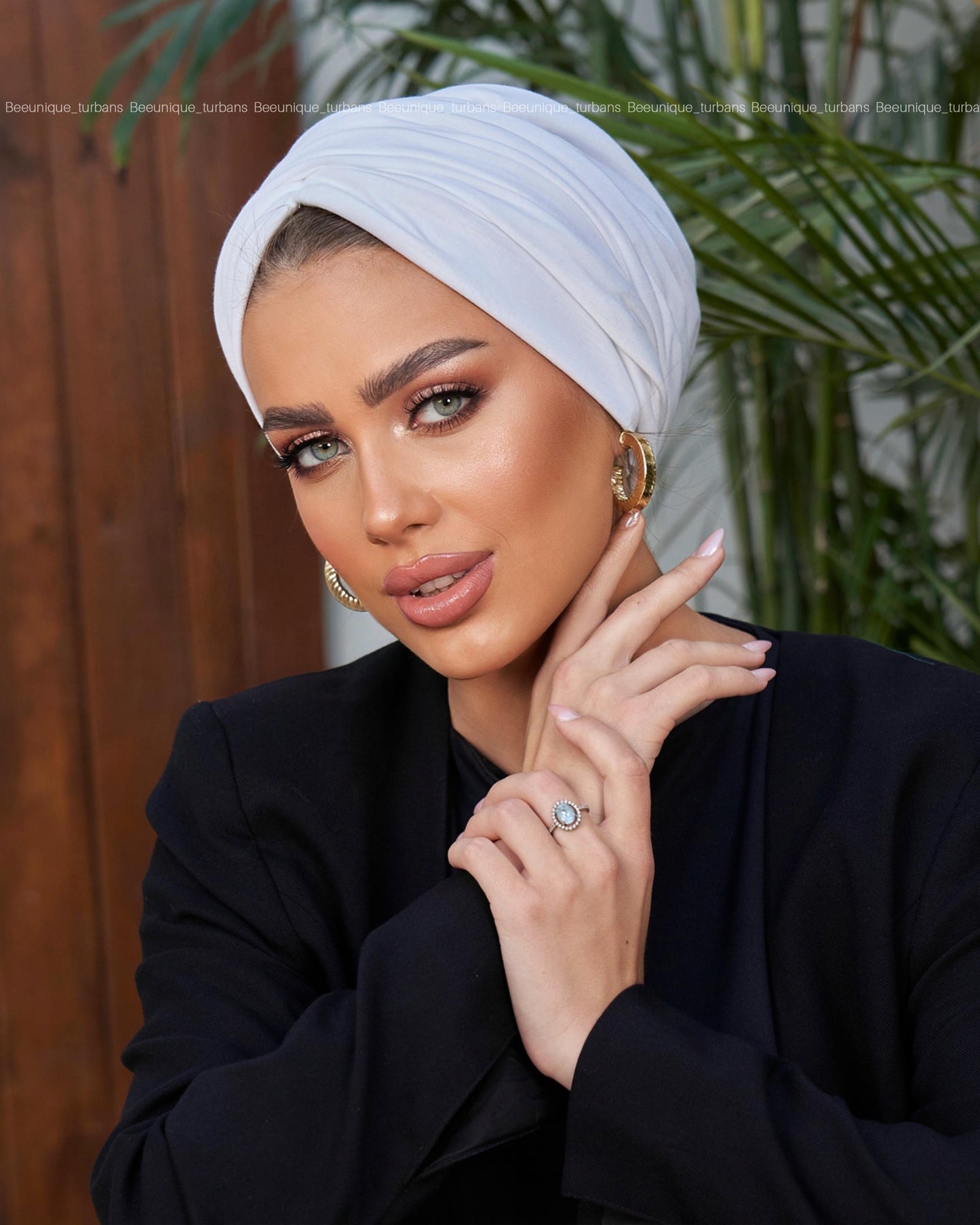 Draped cotton turban