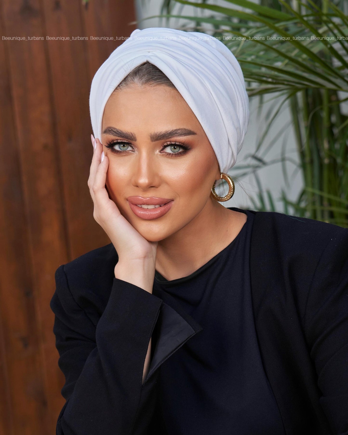 Draped cotton turban