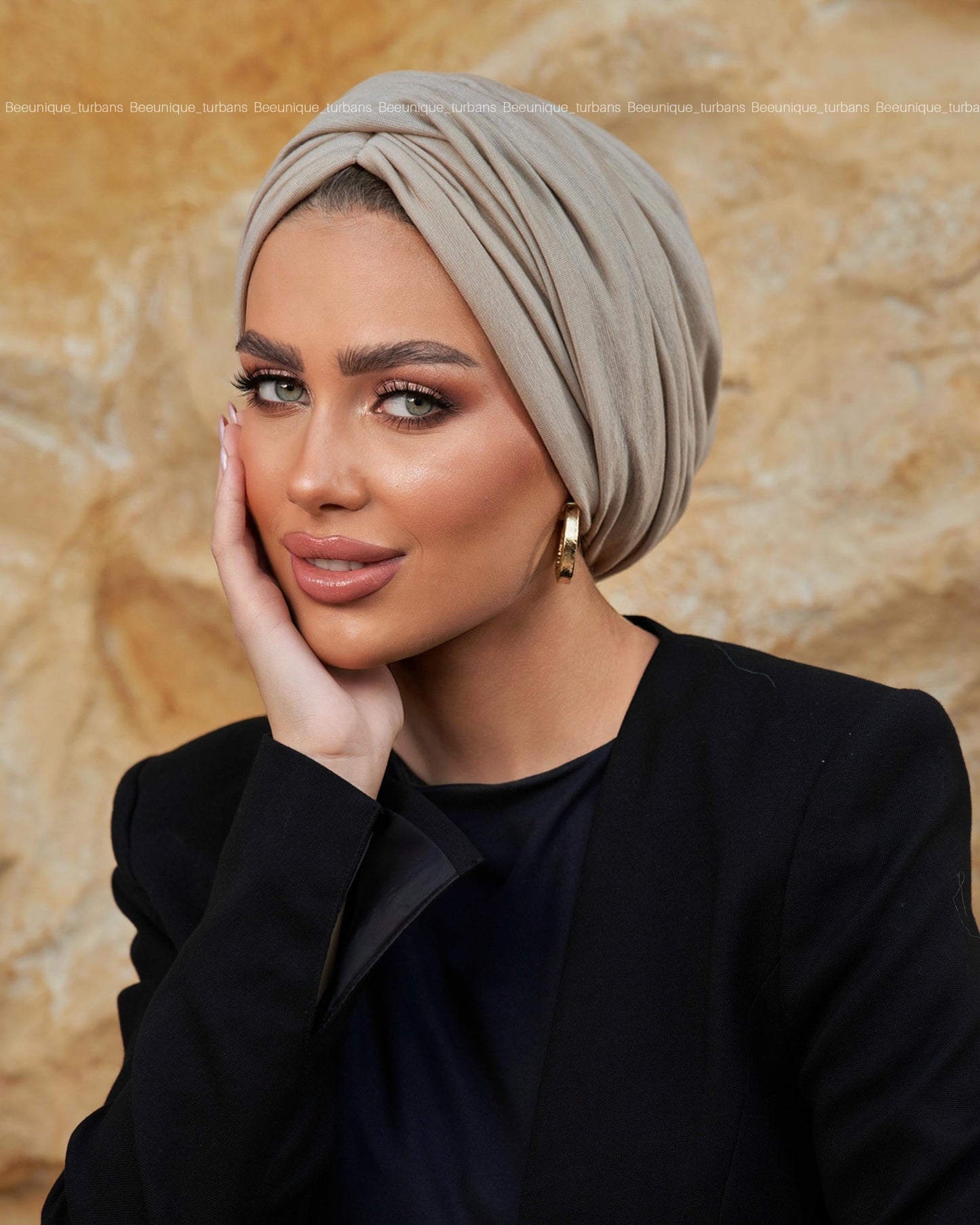 Draped cotton turban