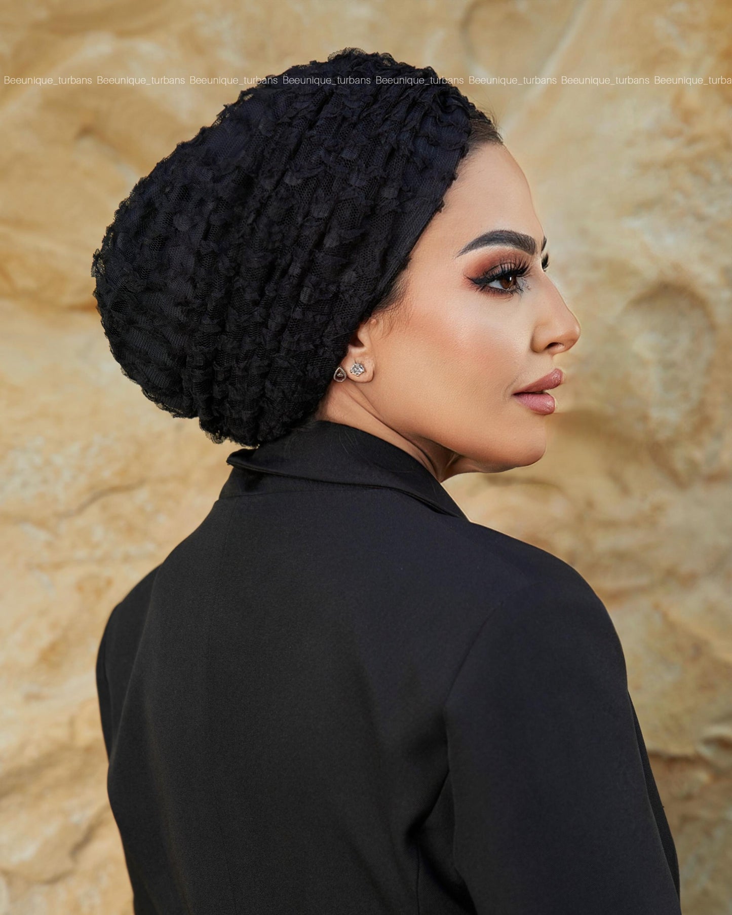 Draped lace turban