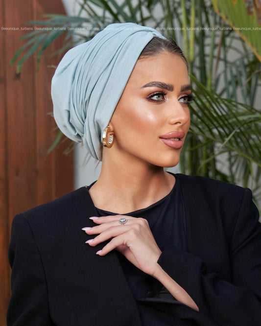 Draped cotton turban