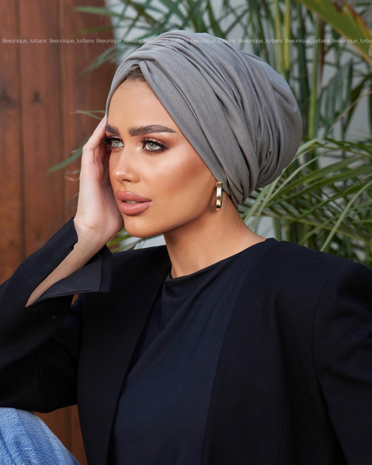 Draped cotton turban