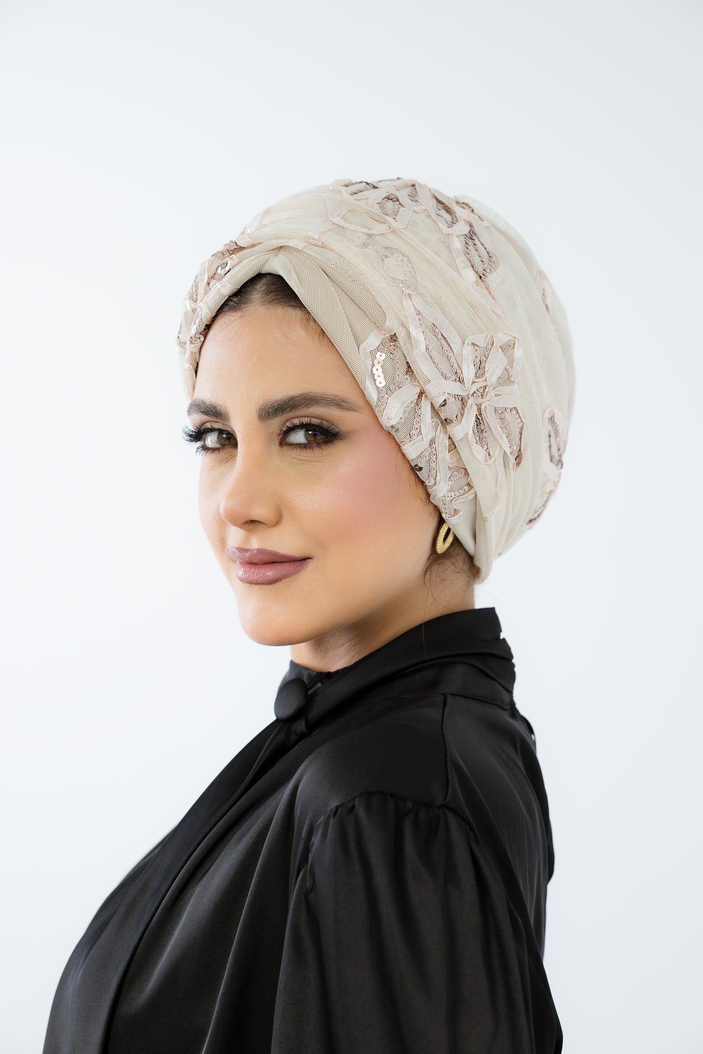 Draped tulle turban