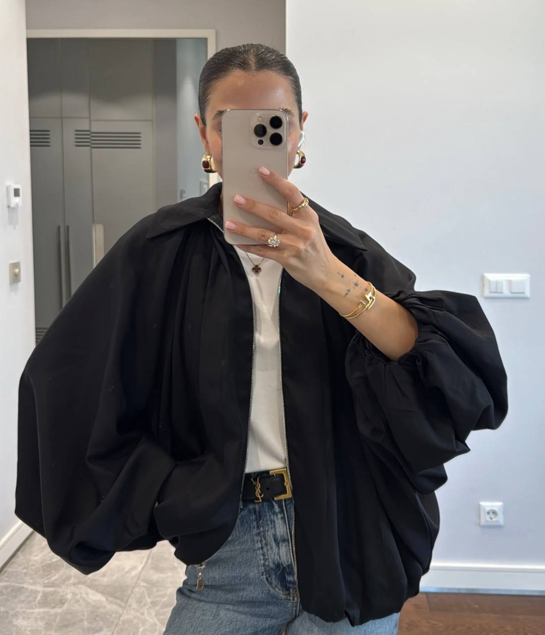 Satin casual jacket