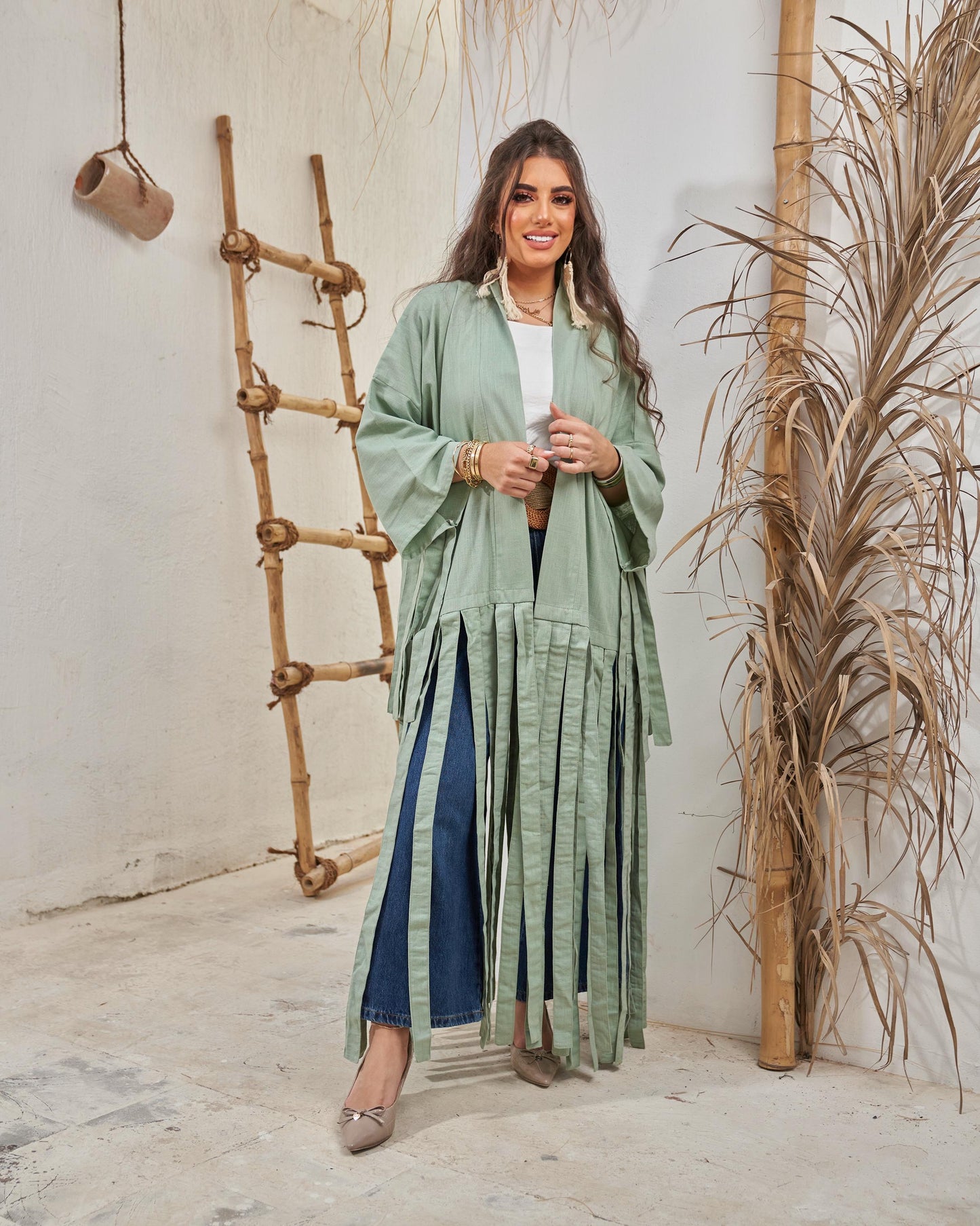 Fringe kimono