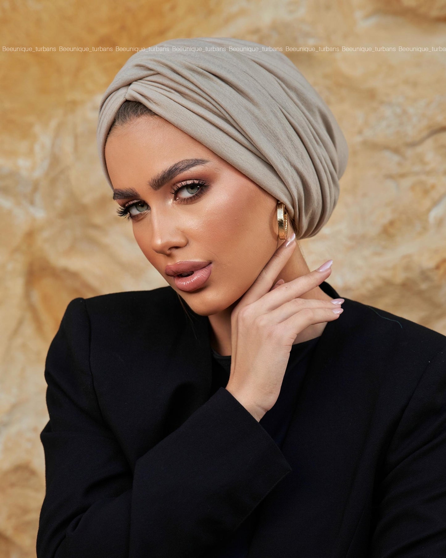 Draped cotton turban