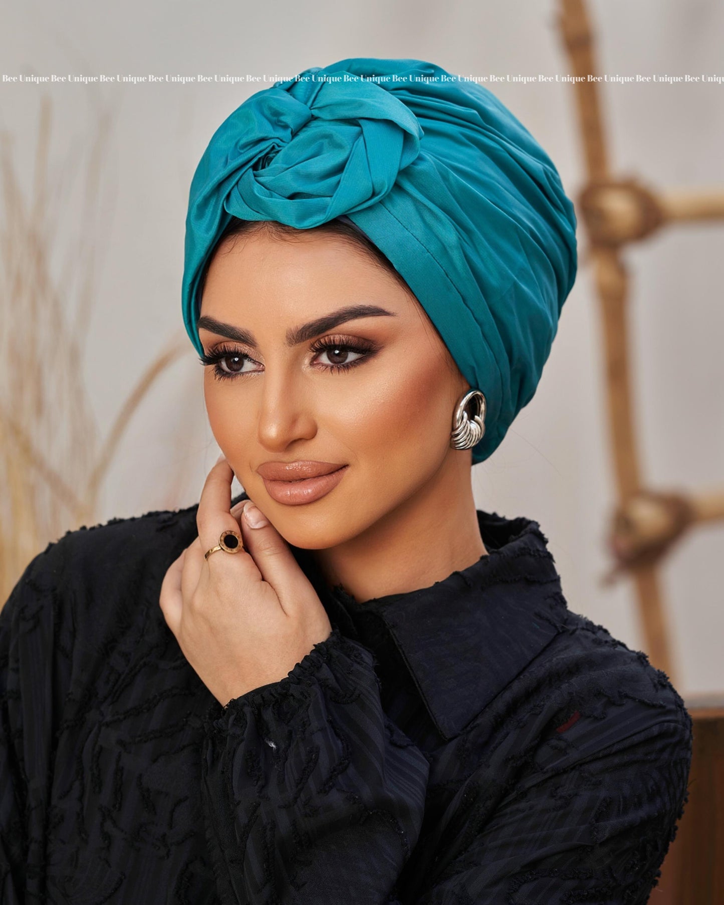 Double bow taffeta turban