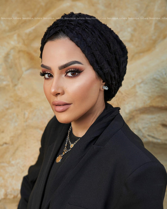 Draped lace turban