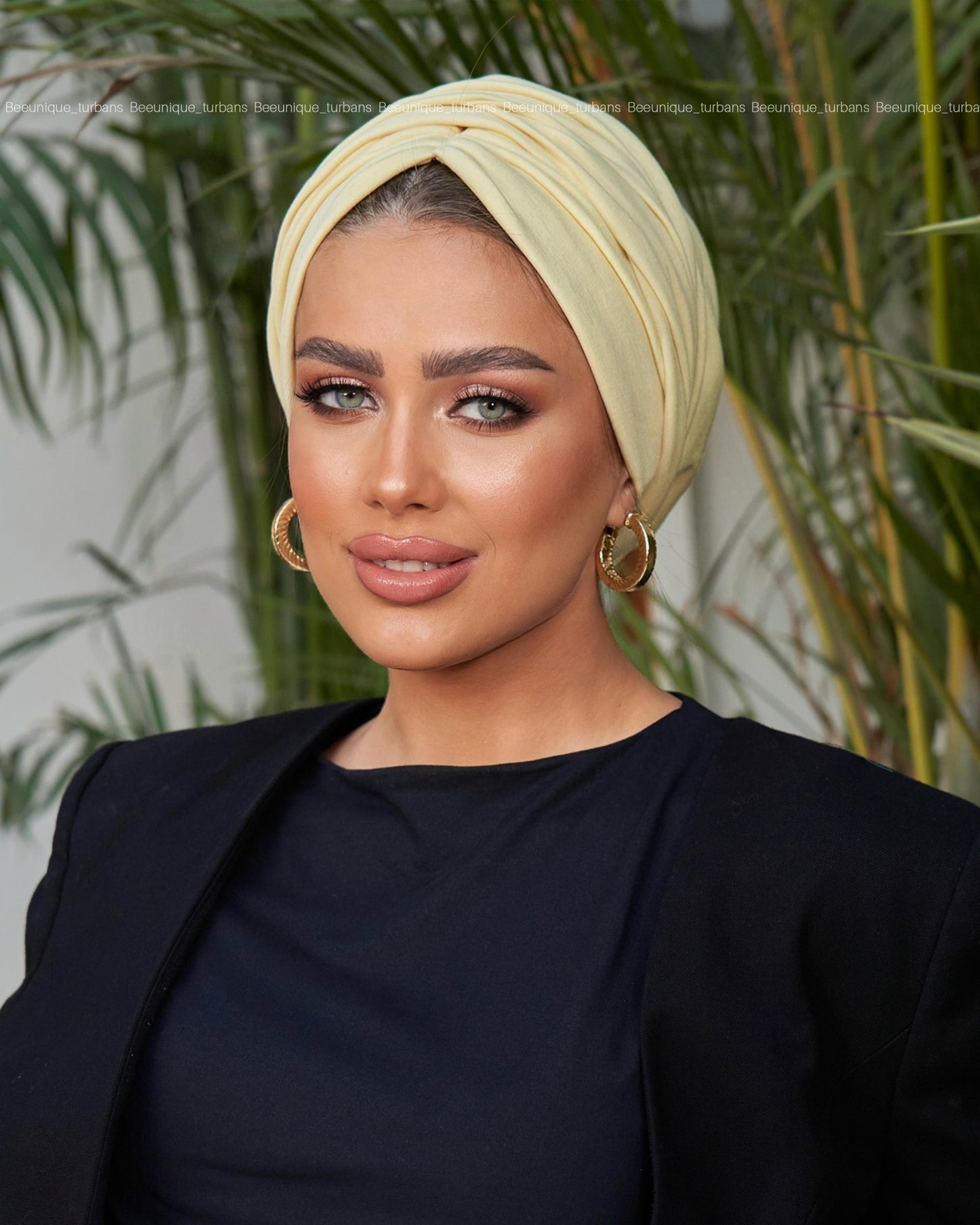 Draped cotton turban