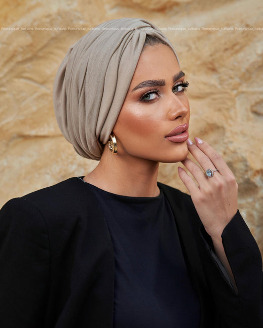 Draped cotton turban