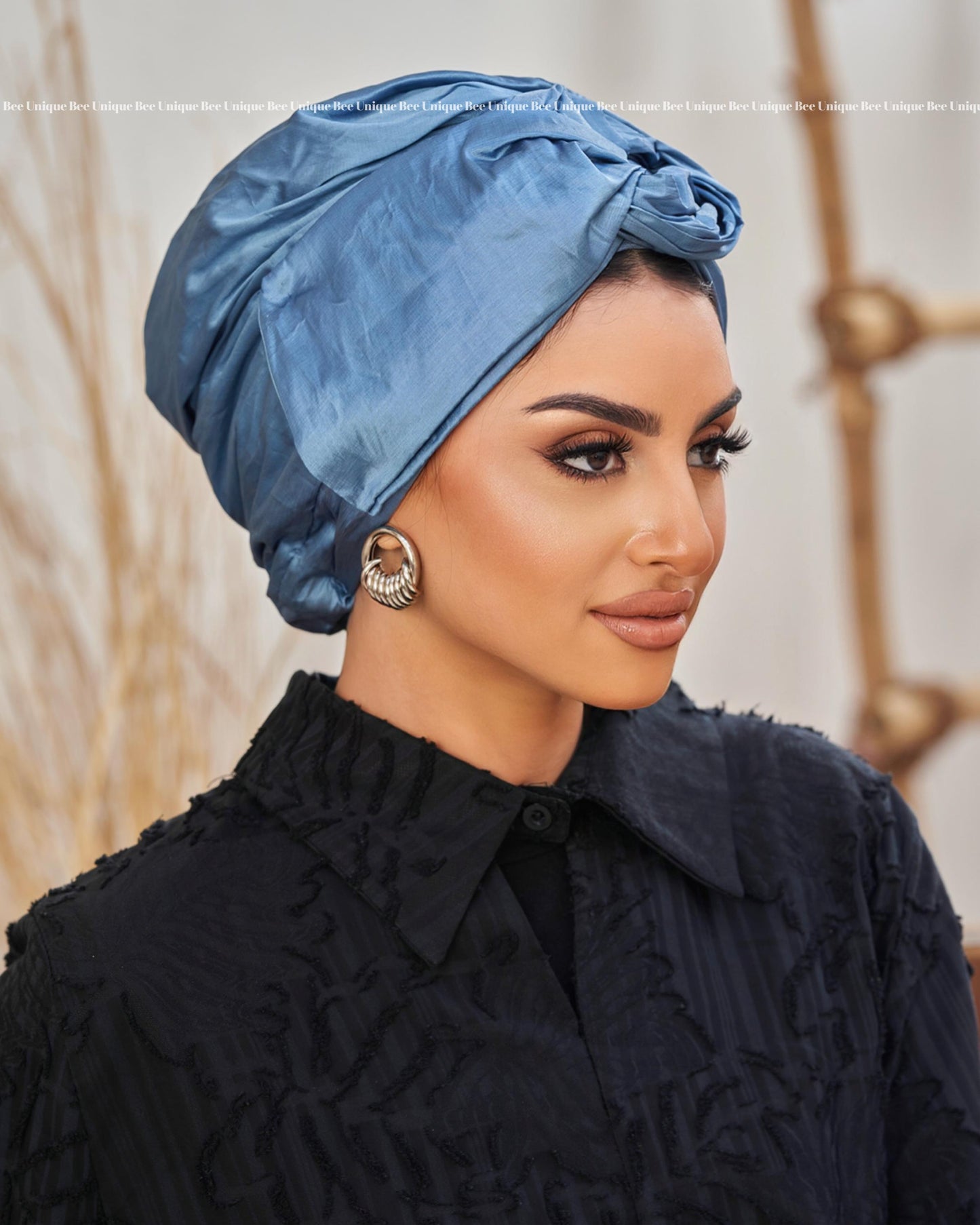 Double bow taffeta turban