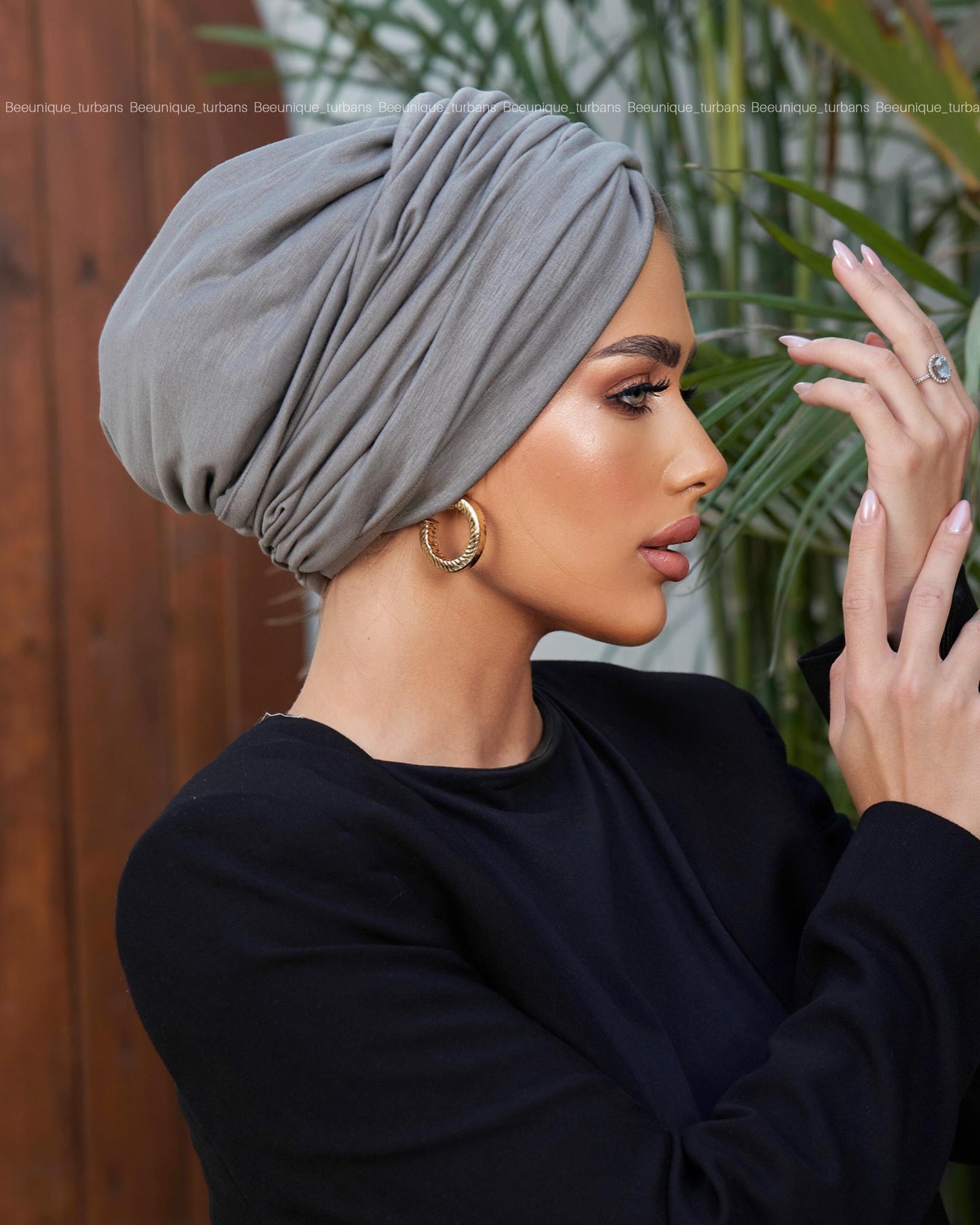Draped cotton turban