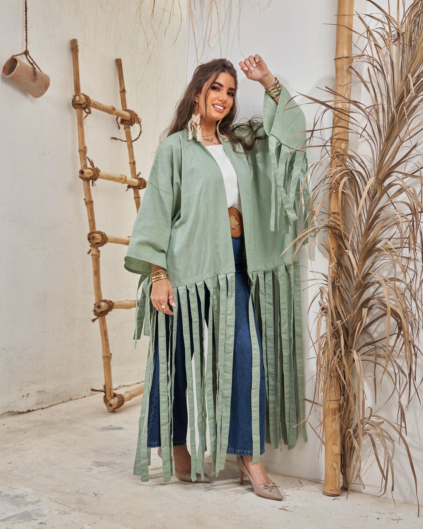 Fringe kimono