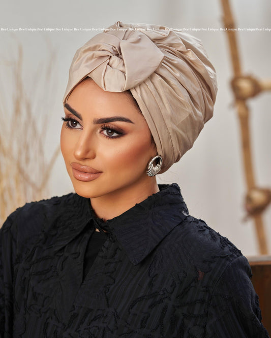 Double bow taffeta turban