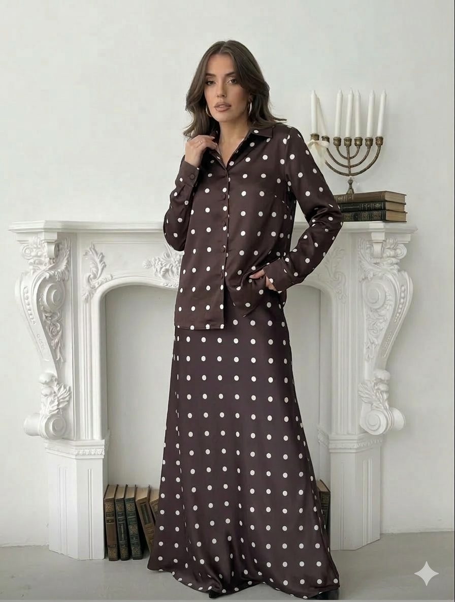 Polka dots satin  turkish set