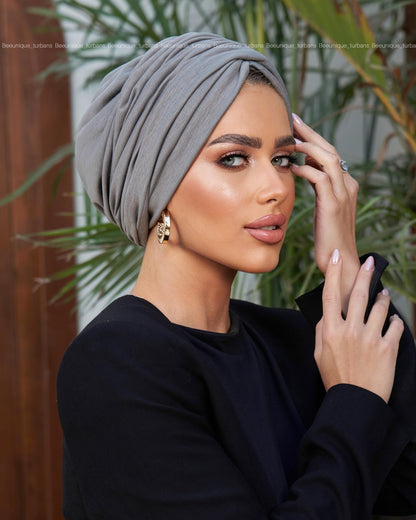 Draped cotton turban