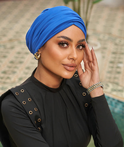 Draped swimming turban