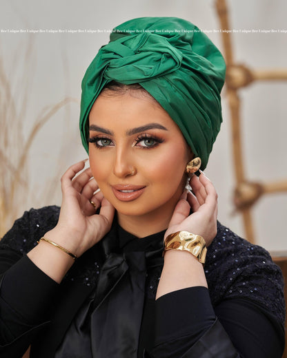 Double bow taffeta turban