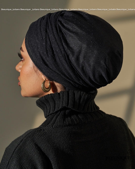 Draped tulle turban