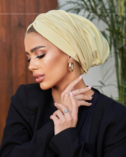 Draped cotton turban