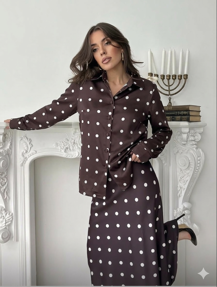 Polka dots satin  turkish set