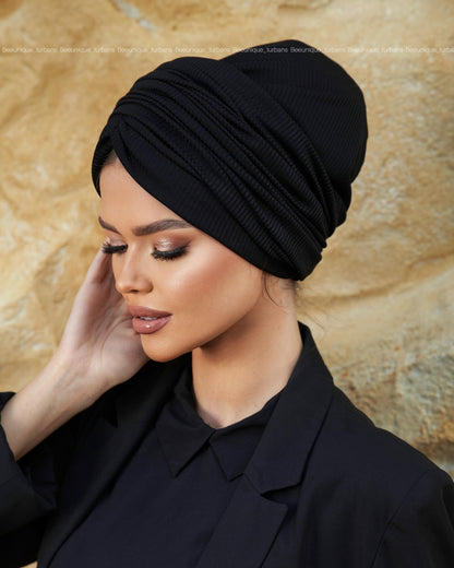 Draped  striped turban