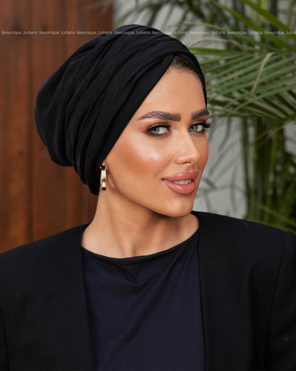 Draped cotton turban