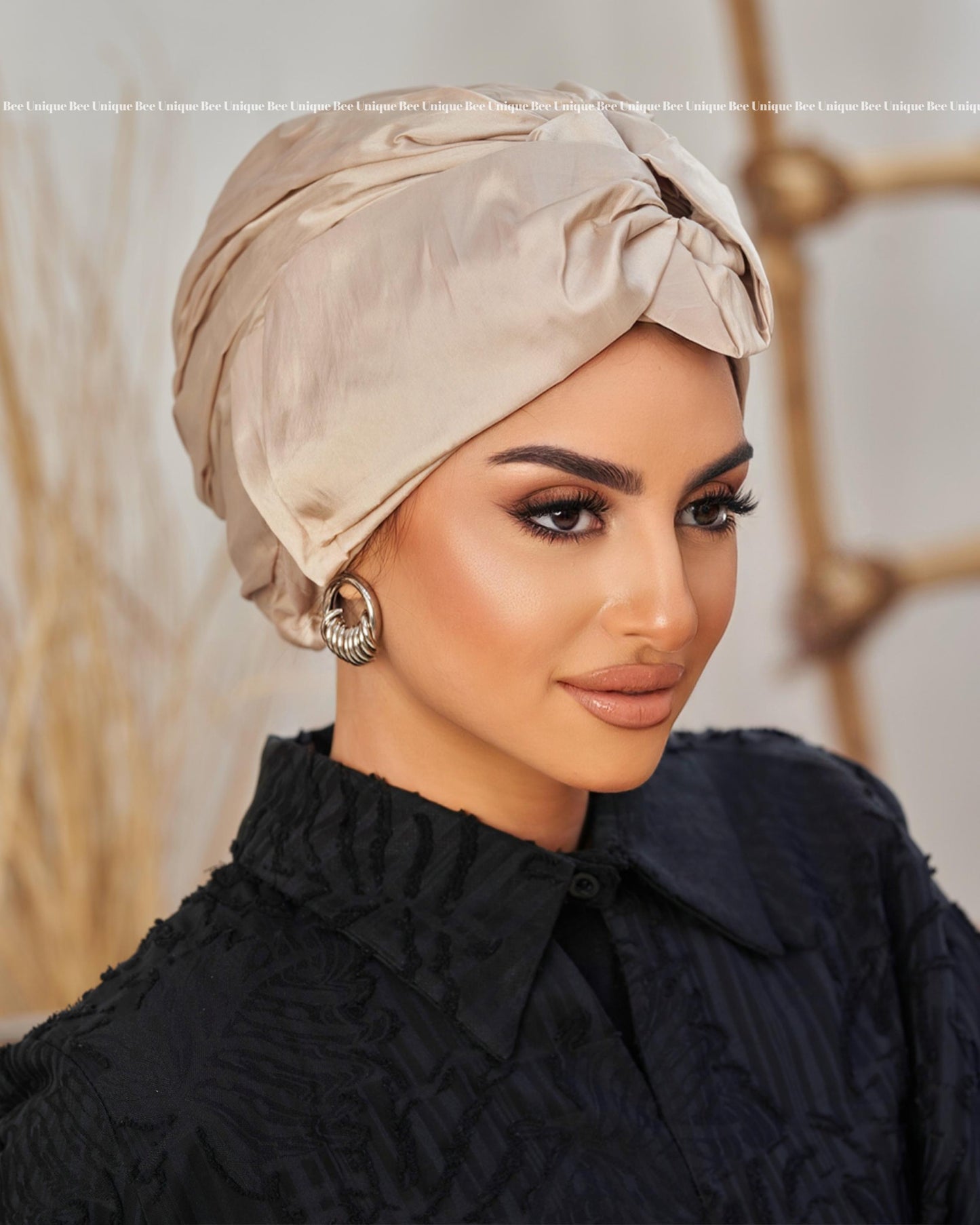 Double bow taffeta turban