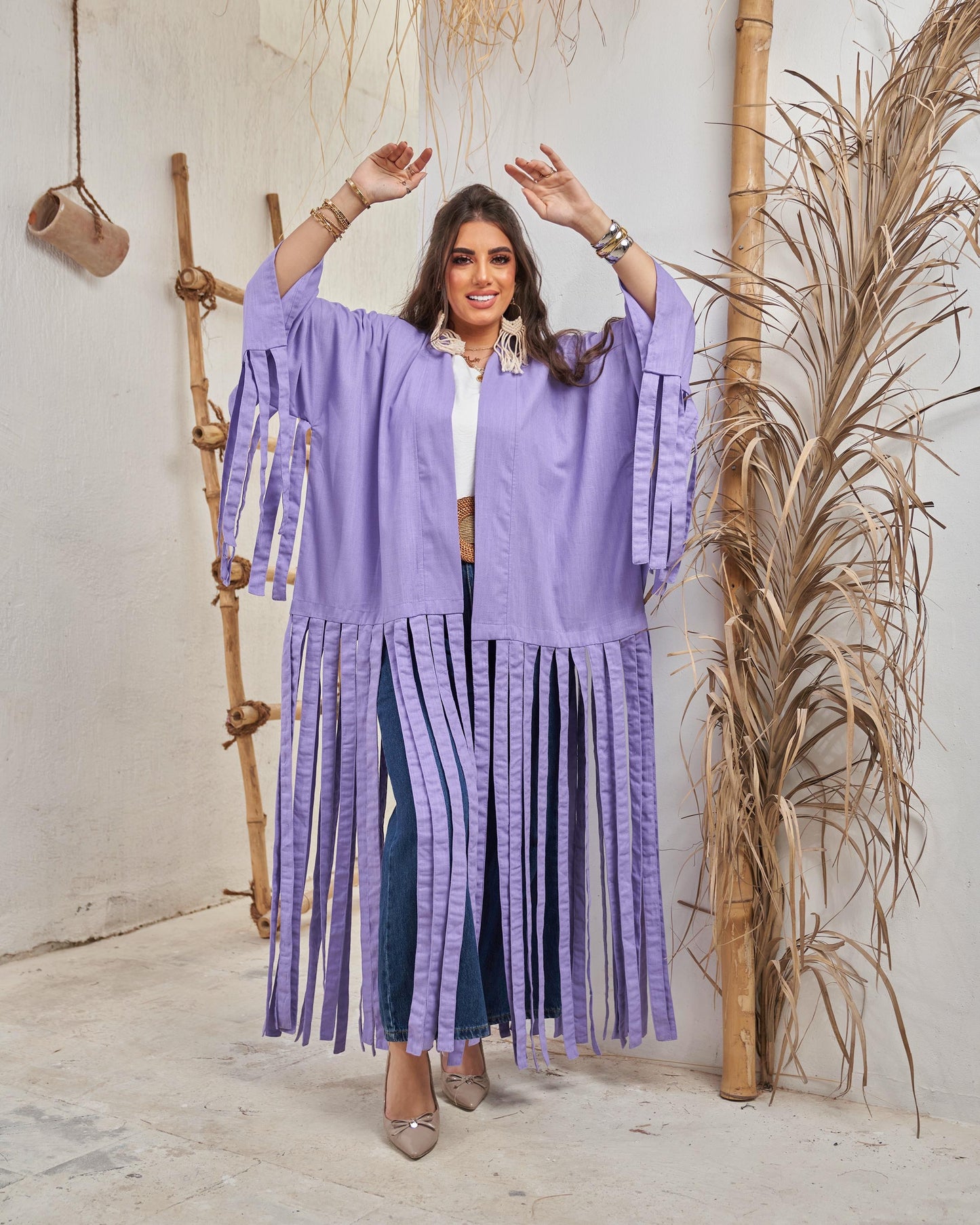 Fringe kimono